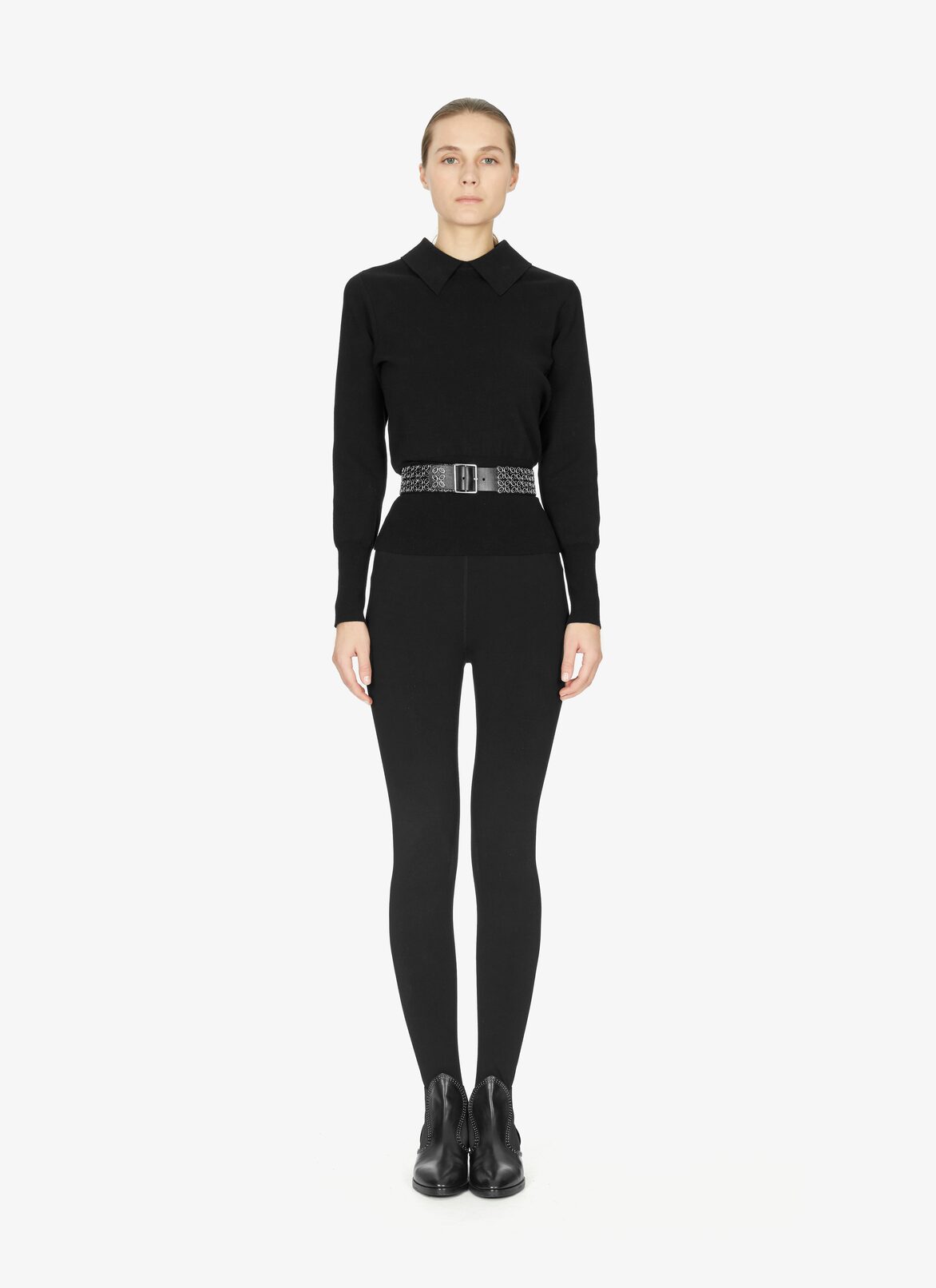 Floral Eyelet Calfskin Belt ALAÏA BLACK FLORAL EYELET CALFSKIN BELT